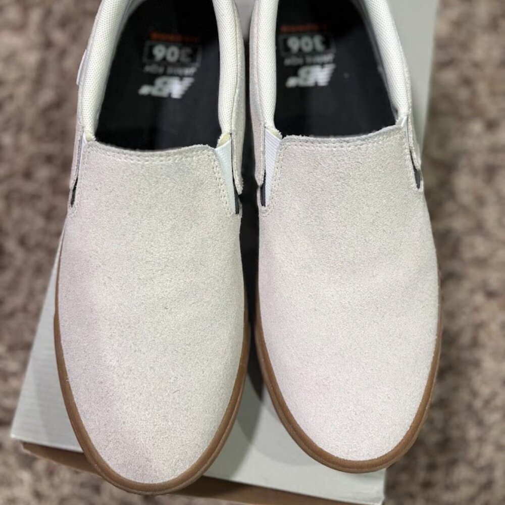 New Balance Numeric Slip on Jamie Foy 306 in White Suede